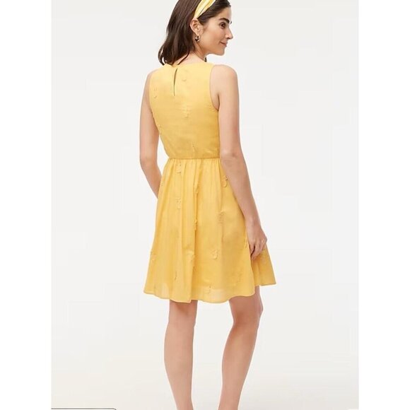 J Crew Mini Dress Womens 10 Yellow Pineapple Cotton Lightweight Breezy Tropical - Picture 2 of 8